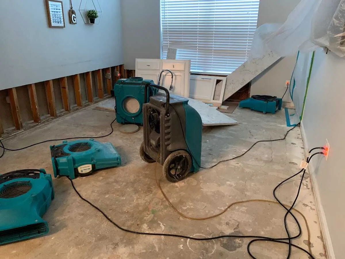 Dehumidifier in flood-cut room for Water Damage Restoration in Waipio Acres